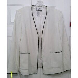 BMI Studio White Suit Jacket Fully Lined Sz 14 * Office * Work * Church C200 hh